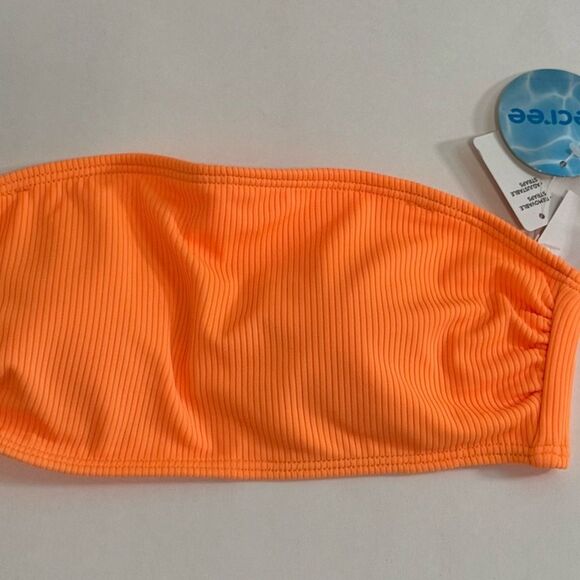 Decree Neon Orange Textured Bikini Set - Strapless Top & Cheeky Bottoms, XS, NWT - Picture 7 of 13